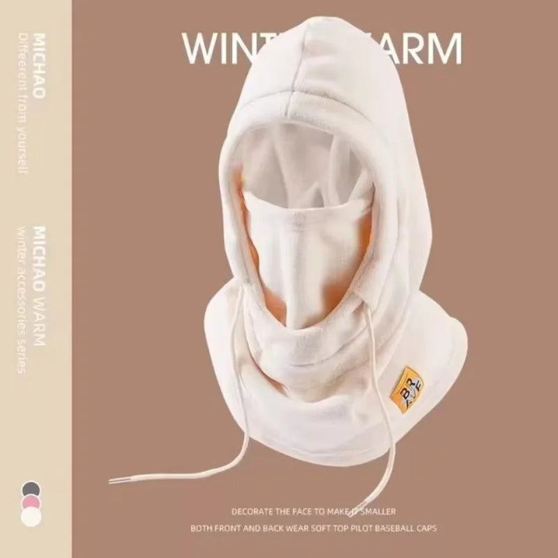 Warm Winter Hat with Mask and Neck Warmer 3-in-1 Windproof Balaclava for Men and Women Masked Hat for Cycling in Cold Weather