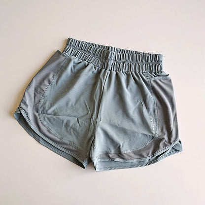 Summer Women's Loose Sports Shorts Women 2 in 1 Fitness Shorts High Waist Yoga Shorts Quick Dry Running Casual Sports Shorts