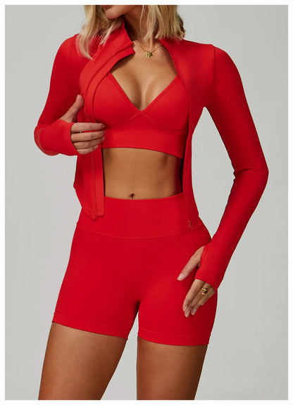 2/3PCS Yoga Suit Sports Set Women Tracksuit Gym Set Seamless Running Workout Set Push Up Long Sleeve Sports Jacket Yoga Clothing