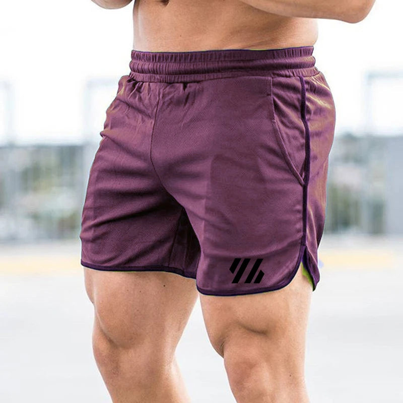 New Fitness Muscle Breathable Brother Sports Shorts Running Quick Dry Pants Summer Slim Training Quarter Pants (1)
