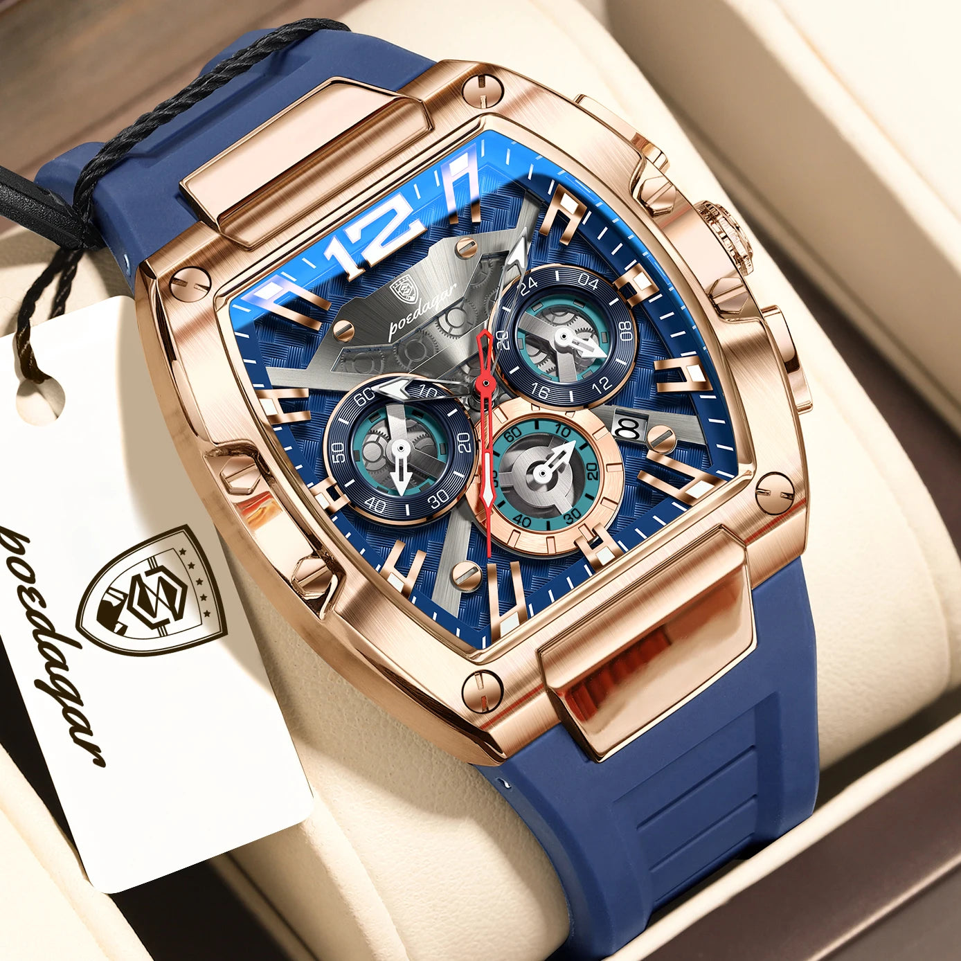 POEDAGAR Luxury Watches For Men Sport Casual Waterproof Luminous Date Man Wristwatch Chronograph Quartz Silicone Men Watch Reloj
