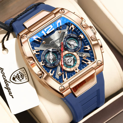 POEDAGAR Luxury Watches For Men Sport Casual Waterproof Luminous Date Man Wristwatch Chronograph Quartz Silicone Men Watch Reloj
