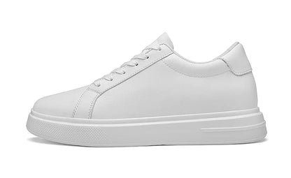 Men's invisible height increasing board shoes leather casual shoes white shoes tie youth white sports shoes