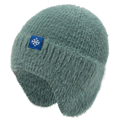 Hot Sale Women Earflap Winter Hat Candy Colors Fashion Faux Fur Knitted Hat Kpop Style Soft Beanie Hats Female Streetwear Cap