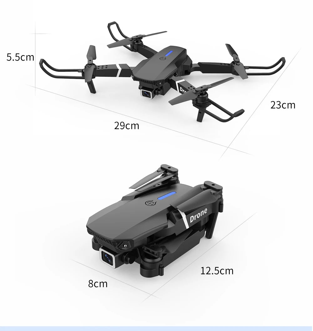 Professional Drone E88 4k wide-angle HD camera WiFi fpv height Hold Foldable RC quadcopter helicopter Camera-free children's toys