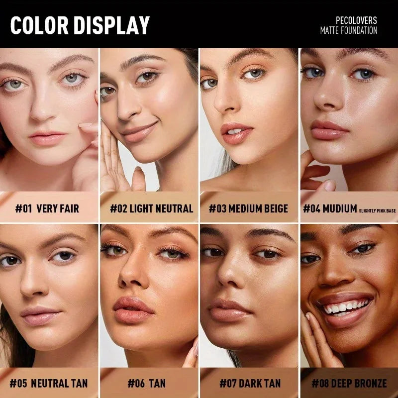 Full Coverage Concealer Foundation - Long-Lasting, Waterproof Natural Matte Finish for Flawless Skin Easy To Create Daily Makeup