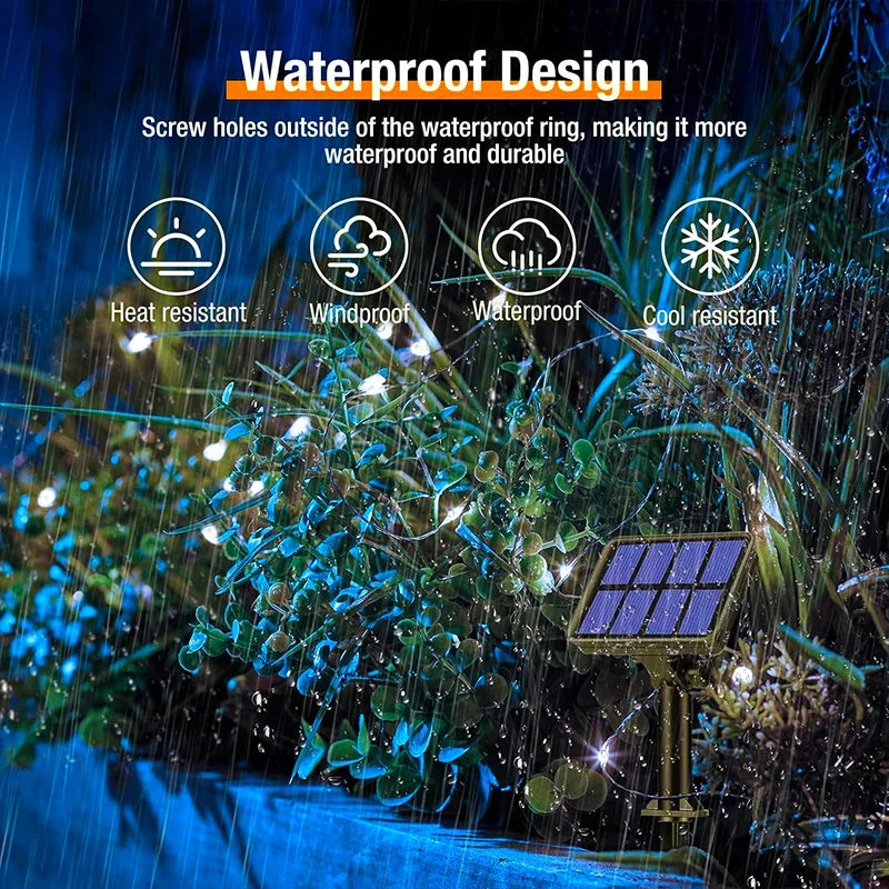 Solar Fairy String Lights Outdoor LED Garden Christmas Decoration Garland Light For Xmas Halloween Thanksgiving Wedding