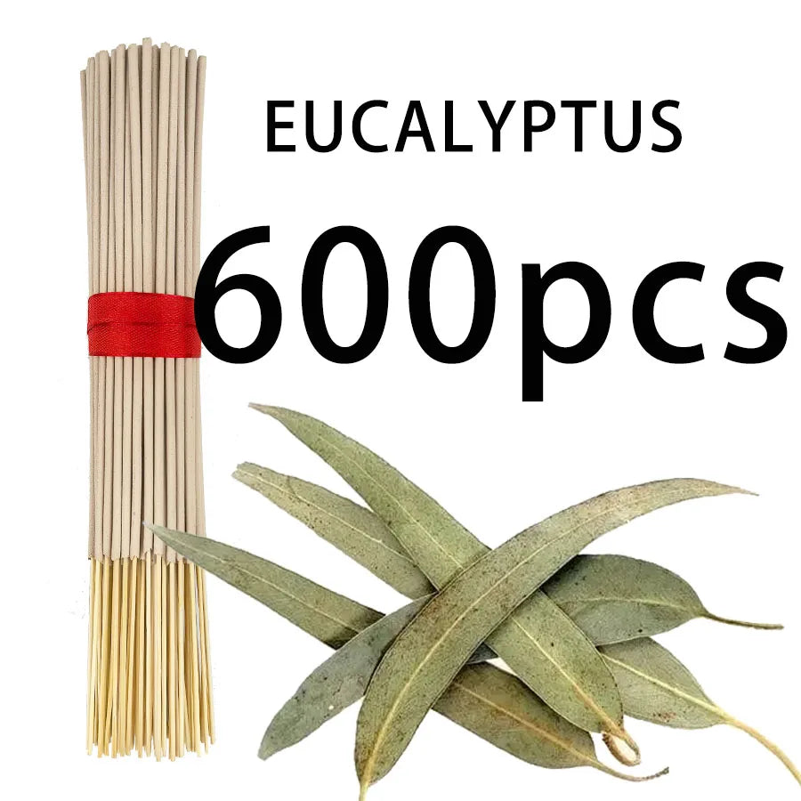 High-quality natural bamboo and eucalyptus incense sticks - Long-lasting fresh mint fragrance, home yoga meditation, holiday decoration (Christmas, Halloween, Thanksgiving) - Air purification and relaxation aroma.