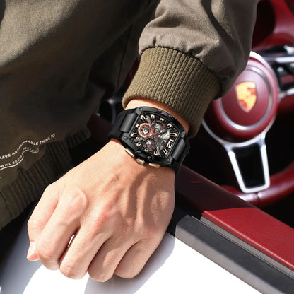 POEDAGAR Luxury Watches For Men Sport Casual Waterproof Luminous Date Man Wristwatch Chronograph Quartz Silicone Men Watch Reloj