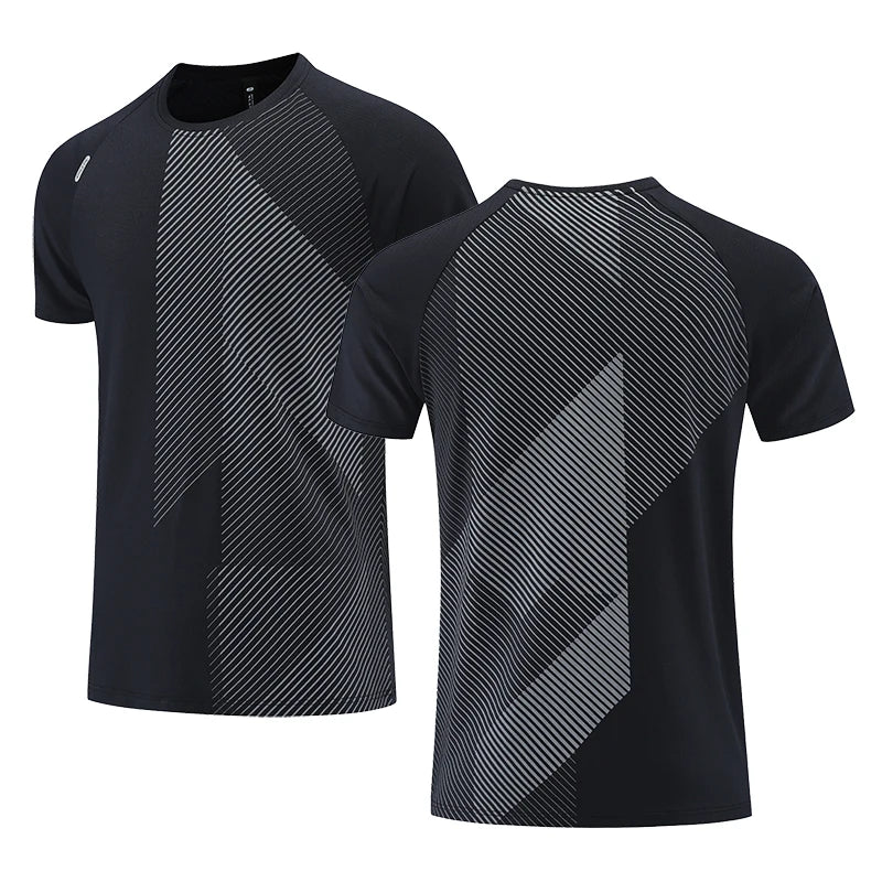 Quick Dry T-Shirt Men Running Fitness Sports Top Gym Training Shirt Breathable Jogging Casual Sportswear