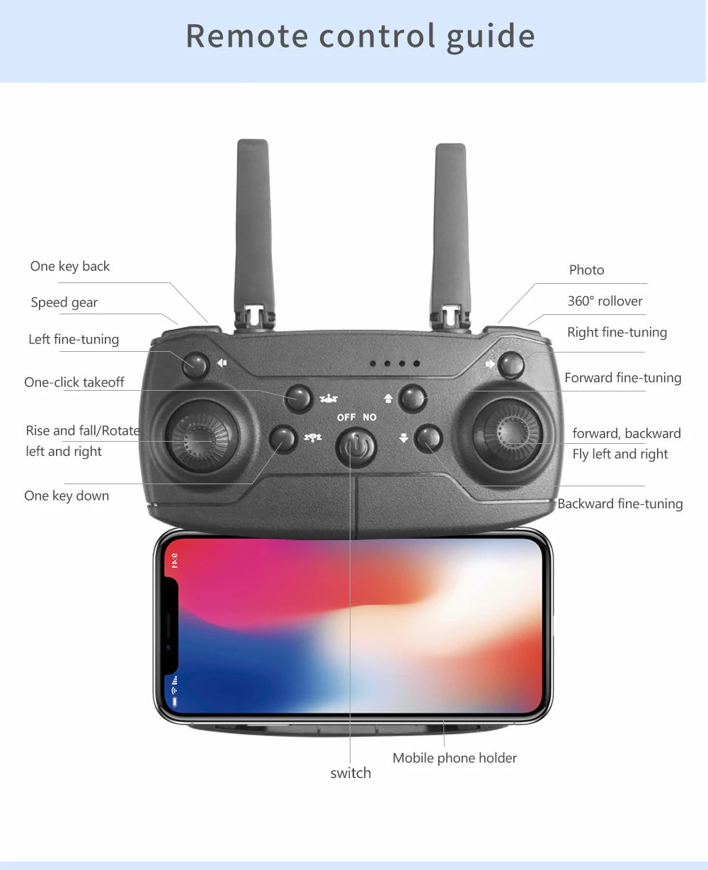 Professional Drone E88 4k wide-angle HD camera WiFi fpv height Hold Foldable RC quadcopter helicopter Camera-free children's toys