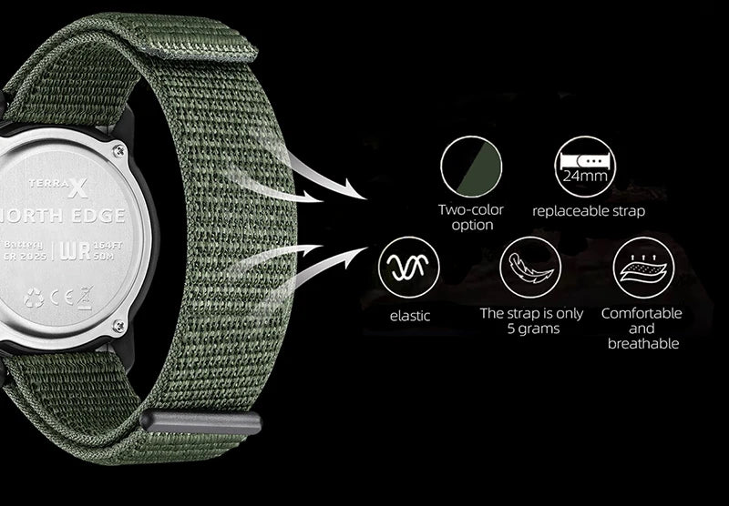 NORTH EDGE 2025 TERRAX Men's Digital Military Watches Outdoor Sports Swimming Waterproof 50M Stopwatch Countdown Light Watch Men