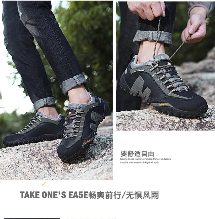 Outdoor couple hiking shoes, men's waterproof hiking shoes, leather tactical shoes, women's non slip outdoor shoes