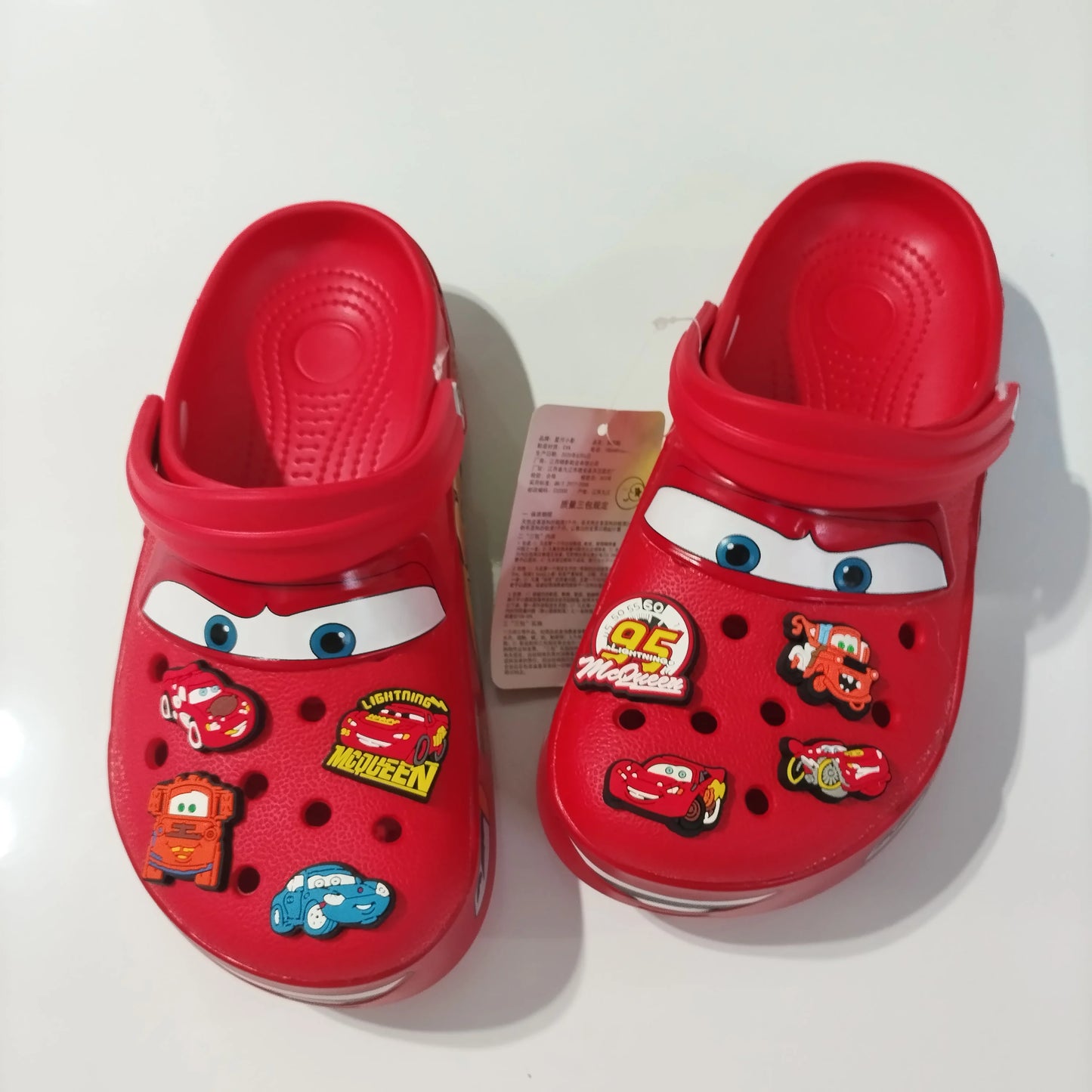 Mcqueens Pixar Cars Cartoon Kawaii Waterproof Breathable Eva Slippers For Adults Solid Outdoor Sandals With Holes Casual Shoes