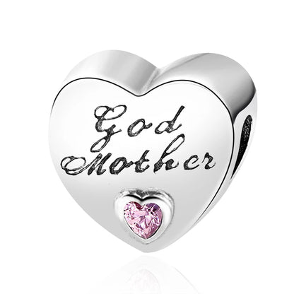 2024 Original 925 Silver Simple Heart Charm Daughter Mom Dad Bead Fit Dpandore Bracelet Necklace Women Diy Jewelry For Gift
