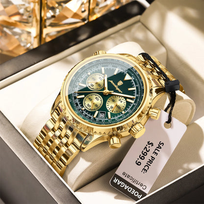 POEDAGAR Luxury Watches For Men Date Chronograph Stainless Steel Man Watch Waterproof Luminous Sport Military Men's Quartz Watch