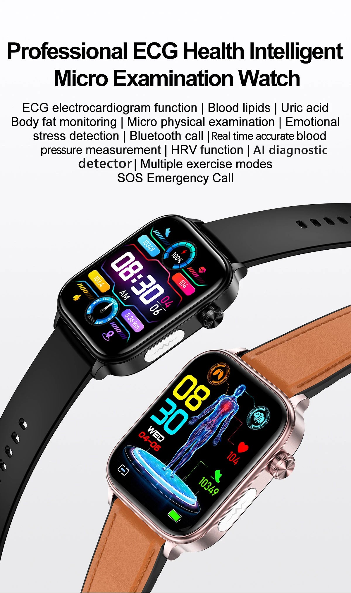 2025 New For XIAOM1 ECG+PPG Blood Fat Uric Acid Health Smartwatch Men Women Heart Rate Blood Pressure Bluetooth Call Smart Watch