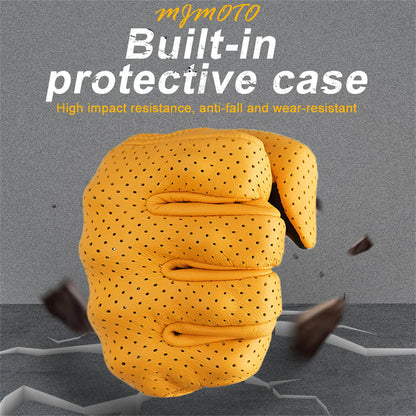 Classic Retro Leather Motorcycle Gloves Summer Wear-Resistant Anti-Slip Men Women Mountain Bike Moto Biker Bicycle Accessories