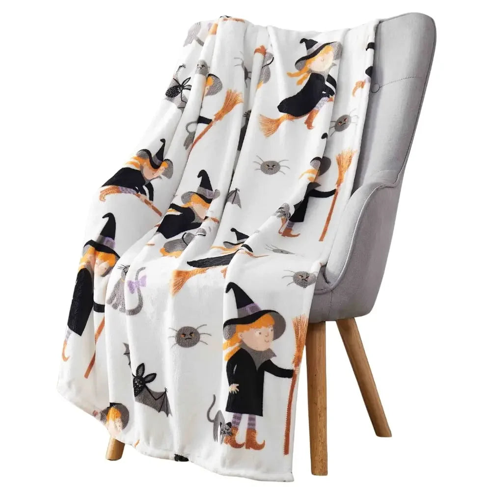Halloween Throw Blanket for Couch Bed Halloween Fall Thanksgiving Gift Blanket Pumpkin and Ghost Print Blankets Sofa Blankets