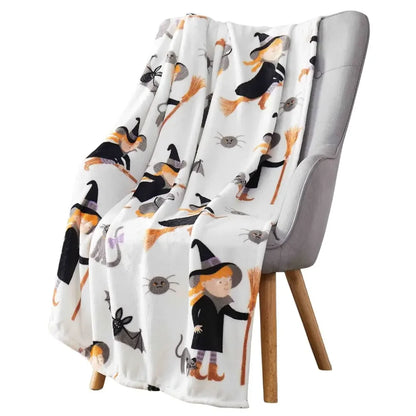 Halloween Throw Blanket for Couch Bed Halloween Fall Thanksgiving Gift Blanket Pumpkin and Ghost Print Blankets Sofa Blankets