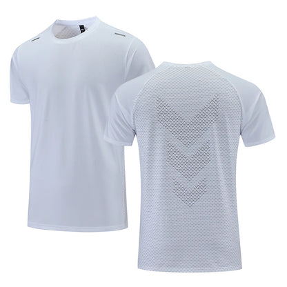Quick Dry T-Shirt Men Running Fitness Sports Top Gym Training Shirt Breathable Jogging Casual Sportswear