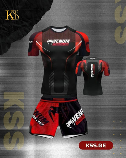 UFC Boxing Muay Thai Short Sleeved Shorts Set MMA Men's and Women's Outdoor Sports Casual Fashion Trend for Adults and Children