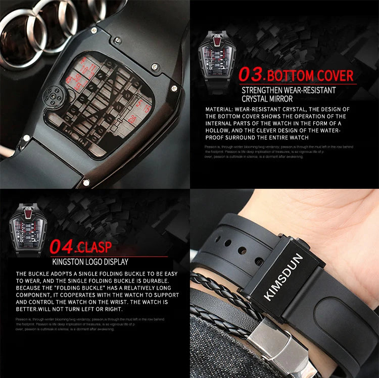 Men's Hollow Watch Ghost Silica Silicone Bracelet Quartz Watch Cool Relogio Men Watch Skeleton Ghost Student Clock