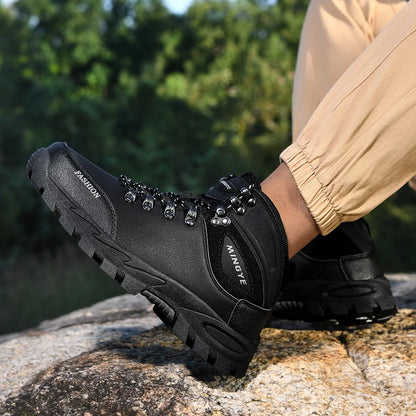 Mens Hiking Boots Non Slip Winter Lace Up Warm Comfortable Breathable High Top Boots Outdoor Leisure Sports Shoes for Men