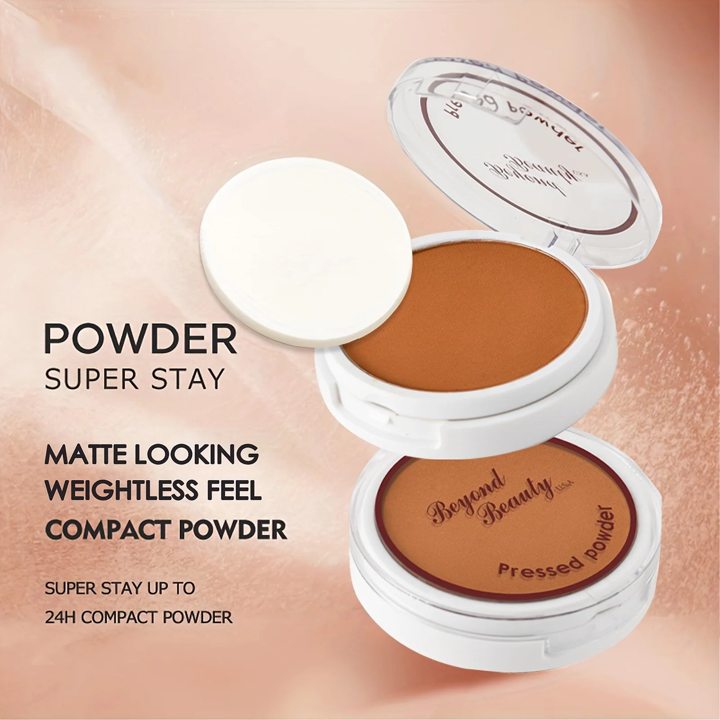 Wheat Bronzing Powder for Dark Skin, Matte Finish, Sweatproof &amp; Oil Dark Foundation Concealer, Powder Puff And Mirror