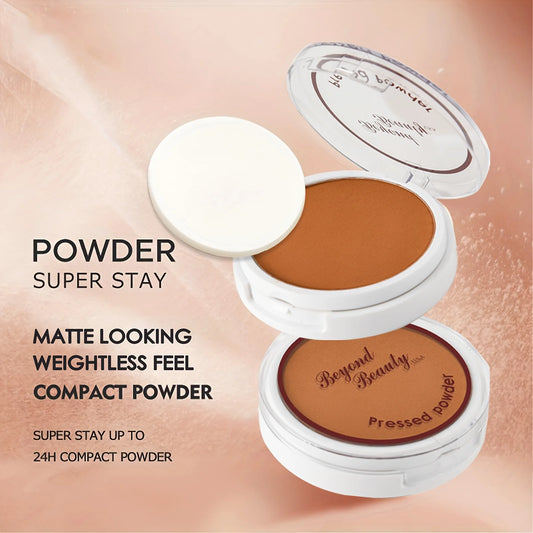 Wheat Bronzing Powder for Dark Skin, Matte Finish, Sweatproof &amp; Oil Dark Foundation Concealer, Powder Puff And Mirror