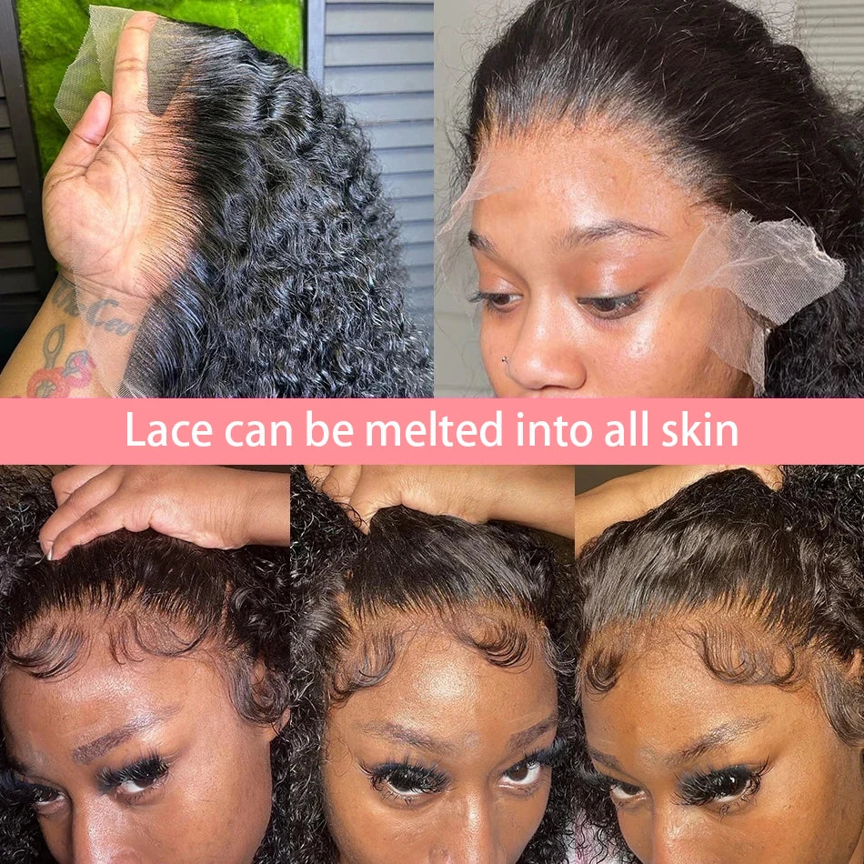 Brazilian Curly Short Bob 13x4 Lace Frontal Wig 200% Density Deep Wave 4x4 Transparent Lace Front Wigs 100% Human Hair For Women