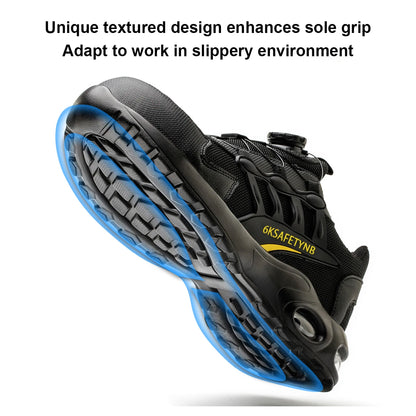 Men Rotating Button Safety Shoes Steel Toe Work Sneakers Indestructible Shoes Puncture-Proof Work Boots Air Cushion Safety Shoes