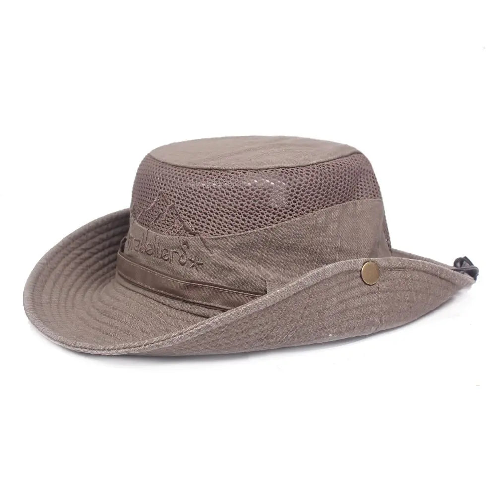 Foldable Cotton Sun Protection Hat Adjustable Breathable Wide Brim Fishing Cap Bucket Hat Jungle Hat Outdoor Camping Accessories