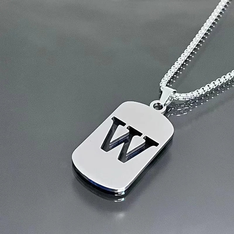 Stainless steel Men Women Pendant Necklace Hollow 26 Mother Without Plating Design  Style Hip Hop Chain for Daily Wear and Gift