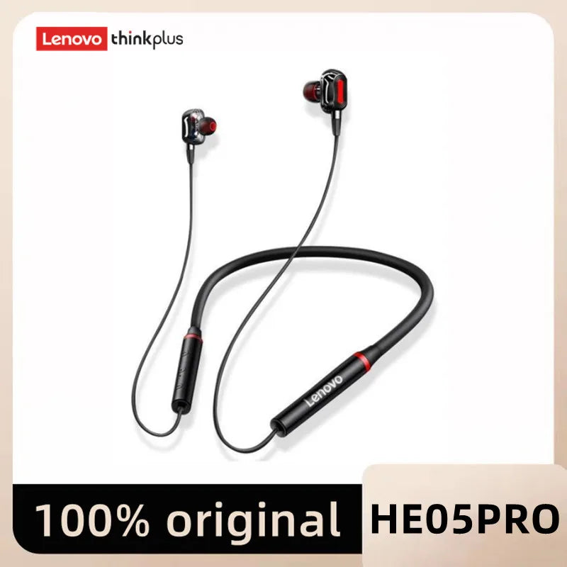 Original Lenovo HE05 Pro TWS Wireless Bluetooth 5.0 Sports Noise Canceling Neckband Earphones, Waterproof, Microphone
