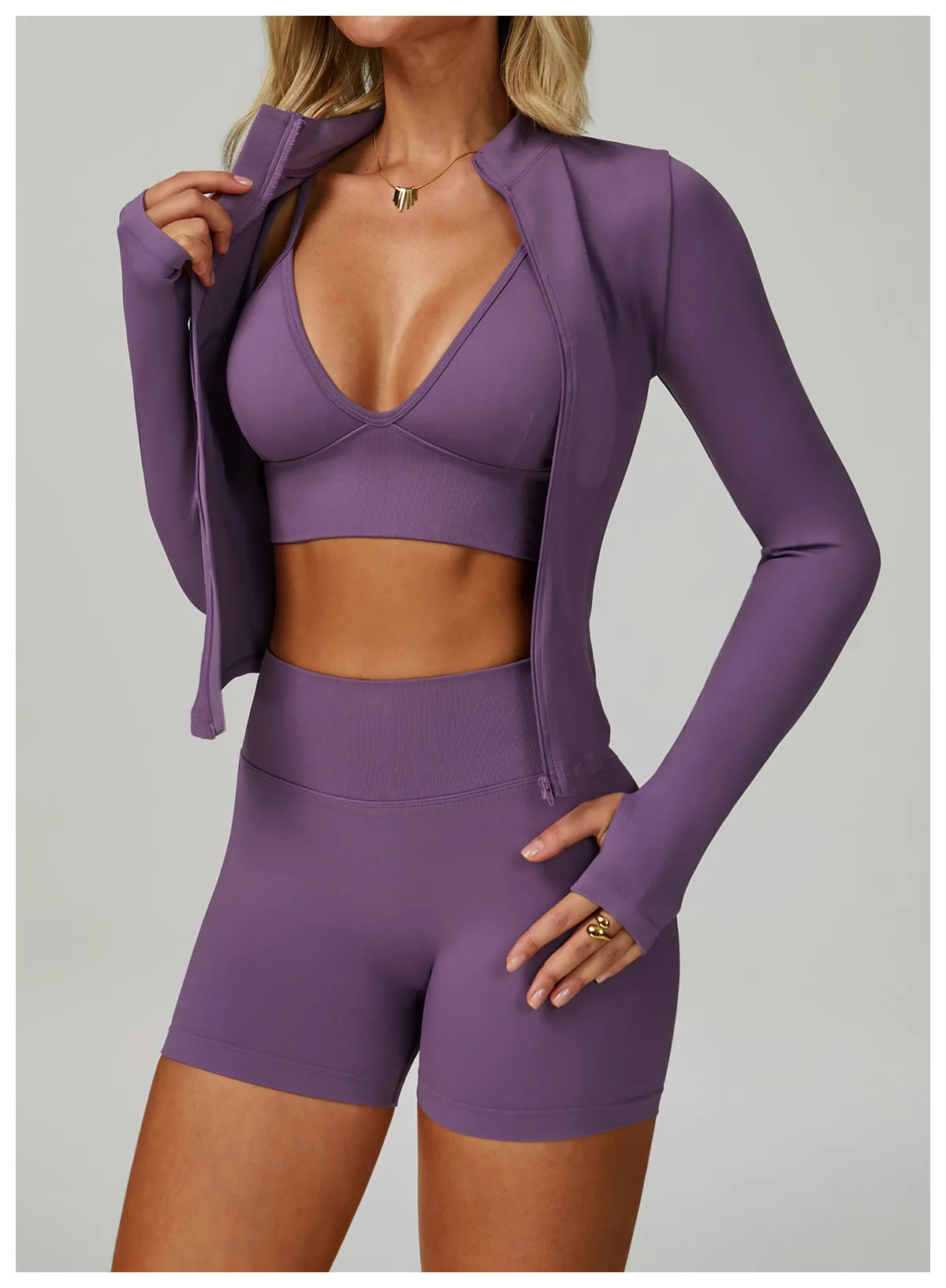 2/3PCS Yoga Suit Sports Set Women Tracksuit Gym Set Seamless Running Workout Set Push Up Long Sleeve Sports Jacket Yoga Clothing