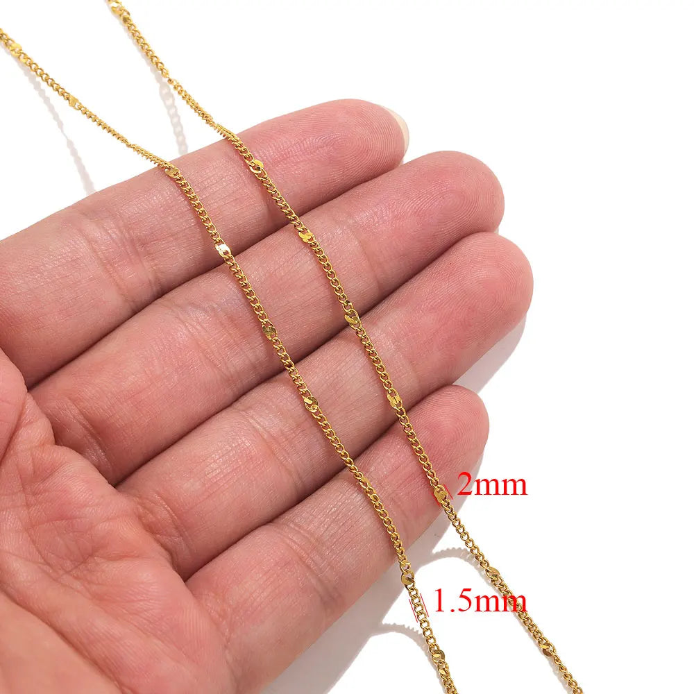 2-meter Lips Beads Chain Stainless Steel Cable Chains for Jewelry Making DIY Necklace Bracelet Accessories Gold Chain Findings
