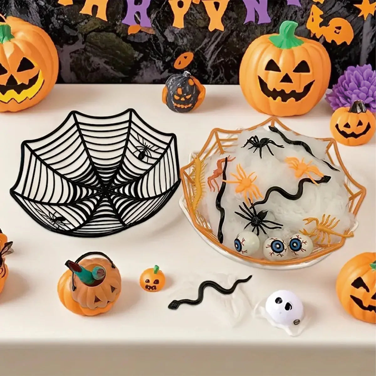 Halloween Spider Web Dessert Basket, Halloween Party Decoration 2025, Candy Bowl, Haunted House, Trick or Treat, Party Supplies, Snack Tray