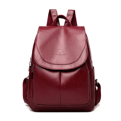 Ladies Bookbag Rucksack Women Large Capacity Backpack Purses High Quality PU Leather Female Vintage School Bags Travel Bagpack