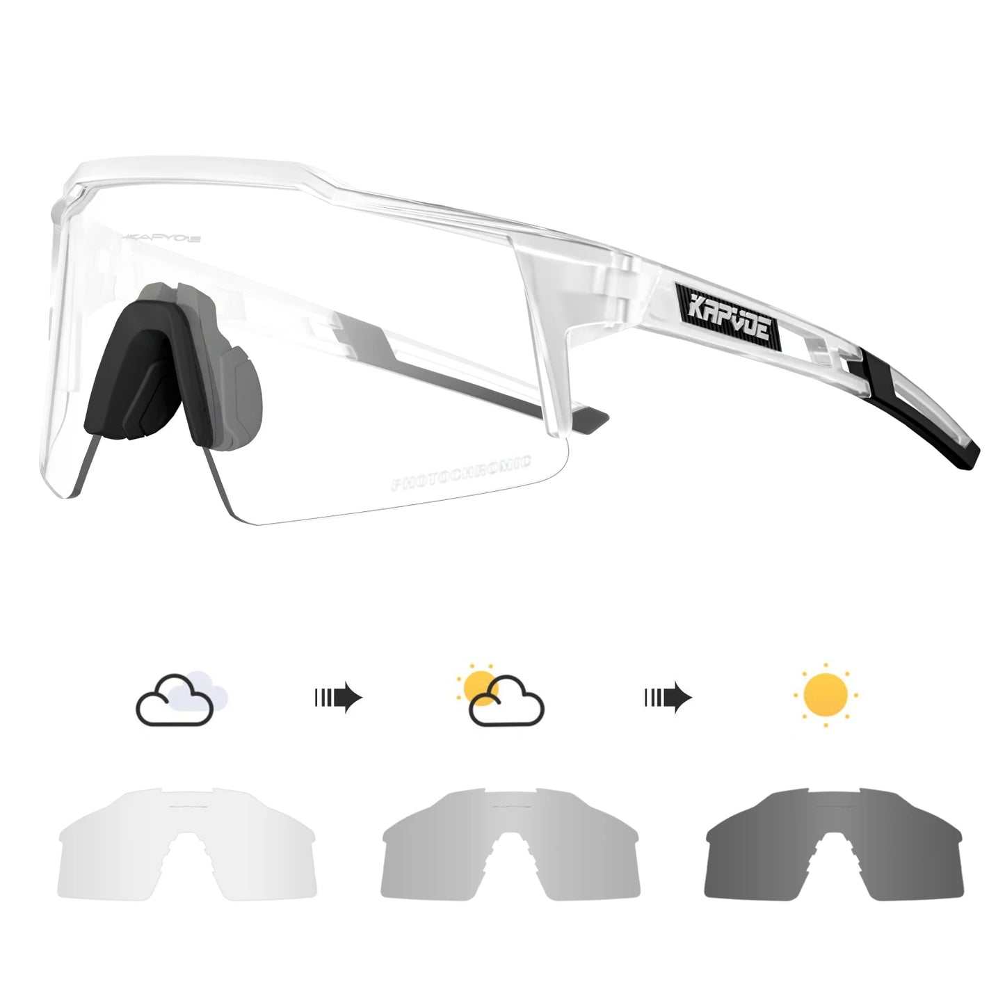 Kapvoe Photochromic Cycling Sunglasses for Men Women Bike Glasses Riding Driving UV400 Mountain Bicycle Goggles Eyewear Sports