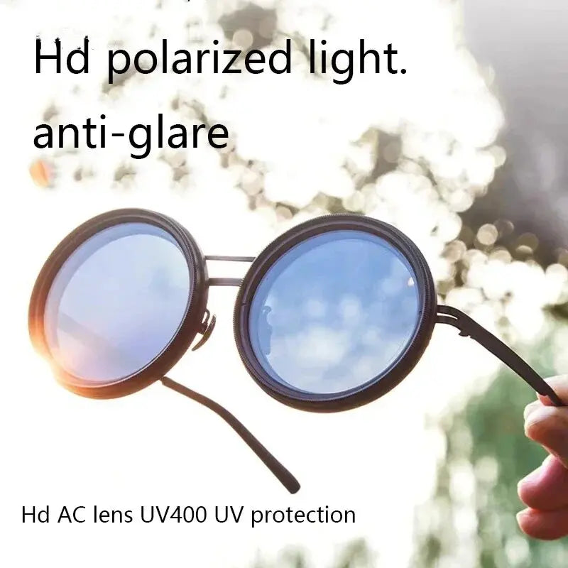 ND9 Retro Punk Round Adjustable Darkening Sunglasses for Men, Outdoor Fishing, UV400 Polarized Driving Glasses