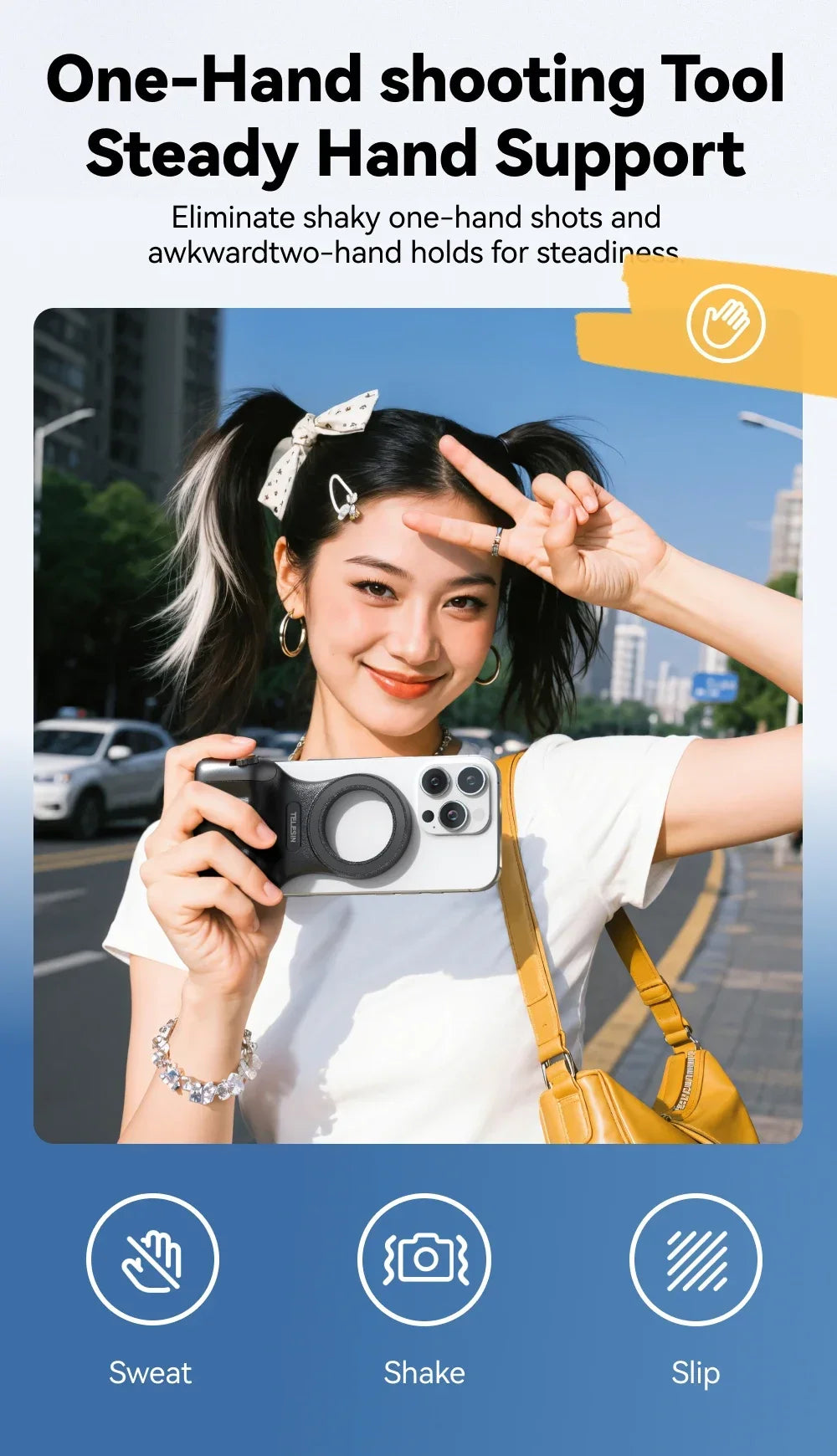 TELESIN Phone Camera Shoot Hand Grip Magnetic Smart Phone Holder Shooting Aid Remote Control Handle For Iphone Android Phone