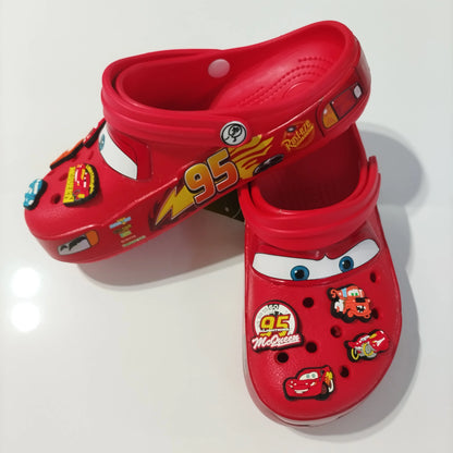 Mcqueens Pixar Cars Cartoon Kawaii Waterproof Breathable Eva Slippers For Adults Solid Outdoor Sandals With Holes Casual Shoes