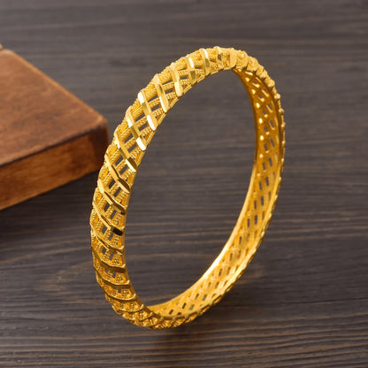 Bangrui 24K Dubai Gold Color Wedding Jewelry For Women Men Saudi Arab Bracelet&Bangles