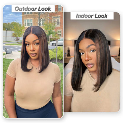 Glueless Wigs Human Hair Pre Plucked Pre Cut P1b/30 Straight Bob Wig Human Hair 5x5 Hd Lace Closure Wigs With Natural Hairline