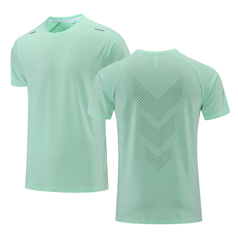 Quick Dry T-Shirt Men Running Fitness Sports Top Gym Training Shirt Breathable Jogging Casual Sportswear