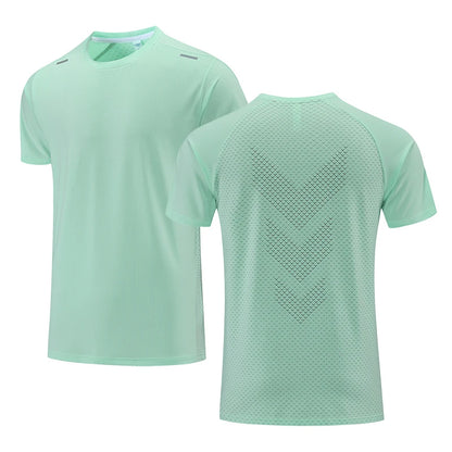 Quick Dry T-Shirt Men Running Fitness Sports Top Gym Training Shirt Breathable Jogging Casual Sportswear