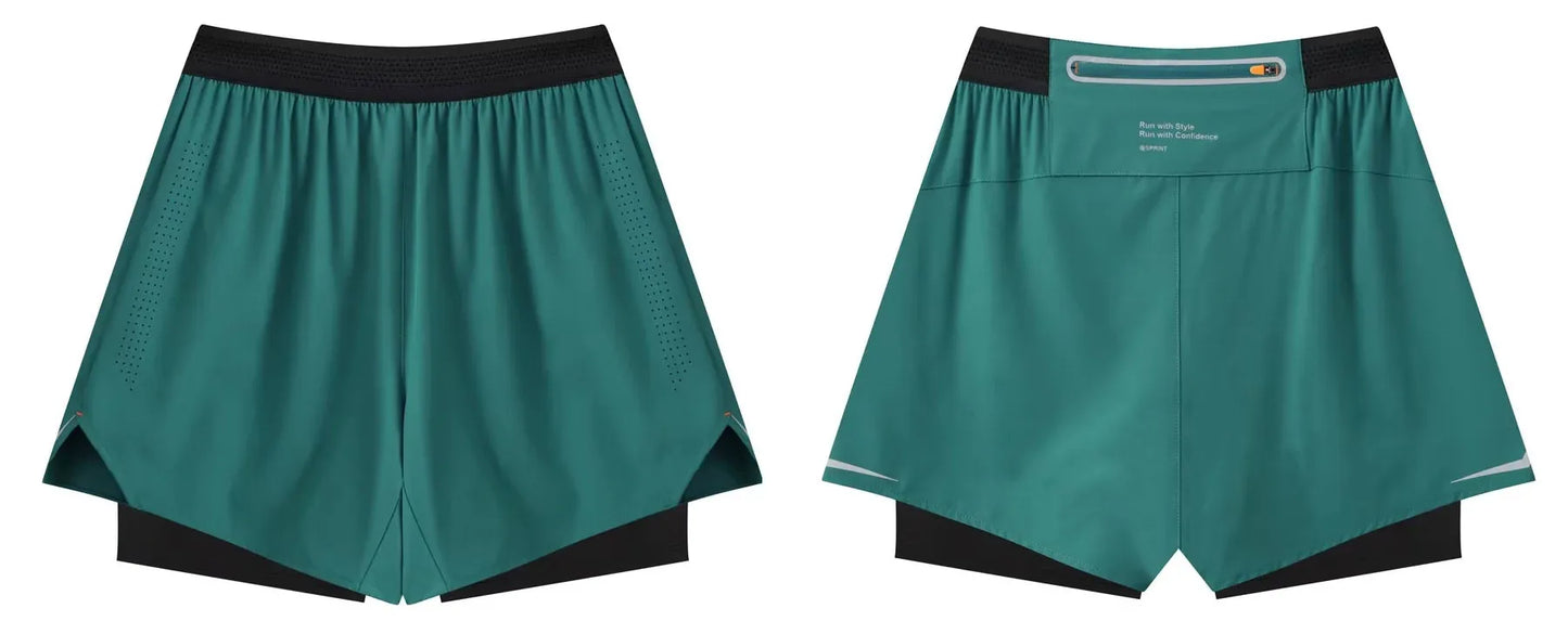 Men Running Shorts Gym Marathon Track Sports Shorts 2 In 1 Quick Dry Workout Training Gym Fitness Short Pants Summer Men Shorts