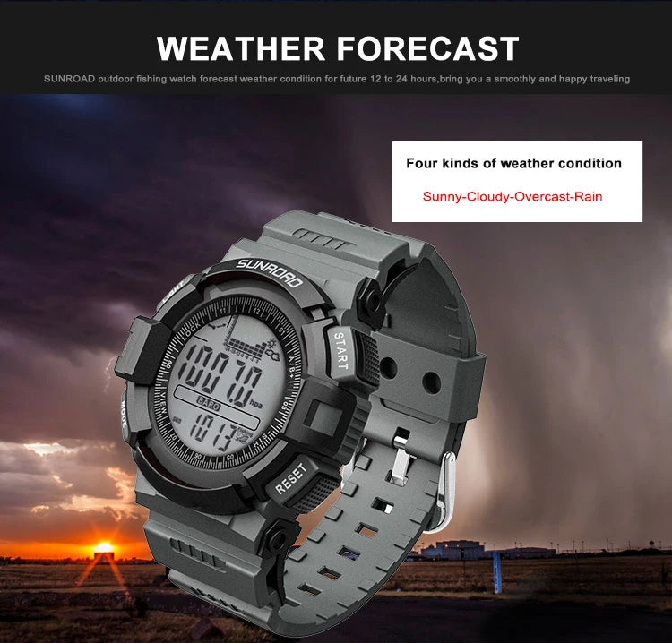 SUNROAD New 715A Sports Watch Altimeter Men's Digital Watches For Men Fishing Clock 3ATM Waterproof Present Reloj Hombre