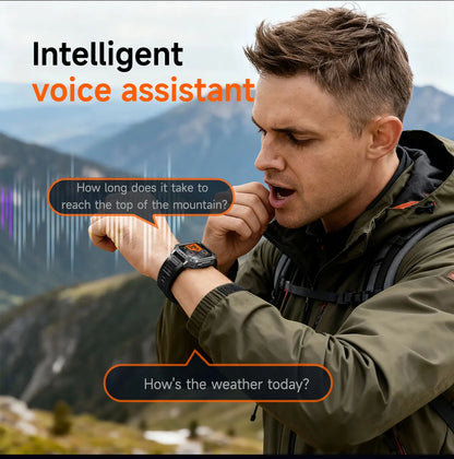 Robust military smart watch 1400Mah battery fitness tracking 10ATM waterproof tactical sports flashlight men's phone watch